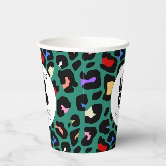 Zakelijke Logo Tropische Oerwoud Lopard Papierkopj Papieren Bekers (Rechts)