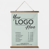Zakelijke Logo uur Open Sage Green Hangend Wandkleed (Voorkant)