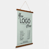 Zakelijke Logo uur Open Sage Green Hangend Wandkleed (Gebogen)