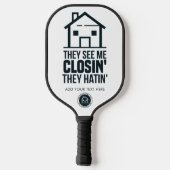 Zakelijke Logo van Real Estate Agent Personalisere Pickleball Paddle (Achterkant)