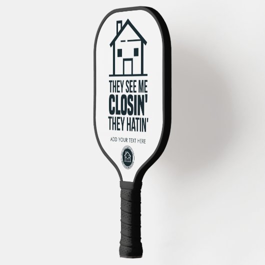 Zakelijke Logo van Real Estate Agent Personalisere Pickleball Paddle (Links)