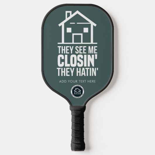 Zakelijke Logo van Real Estate Agent Pickleball Paddle (Voorkant)