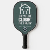 Zakelijke Logo van Real Estate Agent Pickleball Paddle (Achterkant)