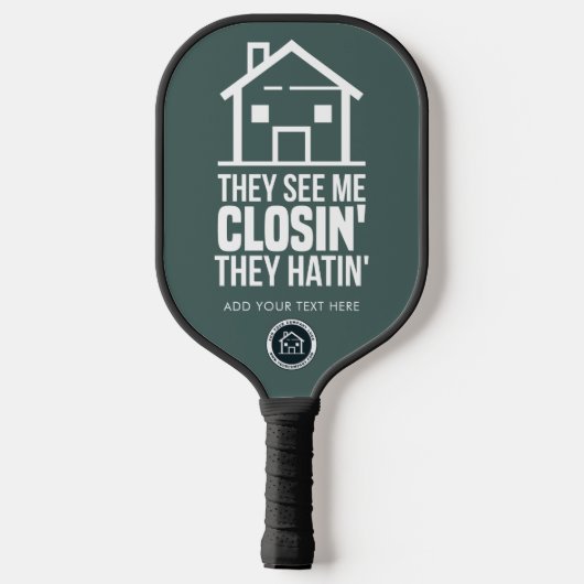 Zakelijke Logo van Real Estate Agent Pickleball Paddle (Achterkant)