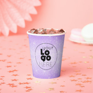 Zakelijke Logo Violet Paarse Glitter Papieren kopj Bekers