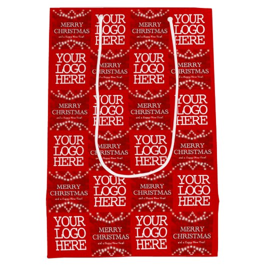 zakelijke Logo vrolijk kerstfeest en gelukkig nieu Medium Cadeauzakje (Achterkant)