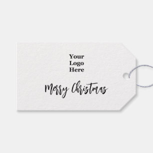 Zakelijke Logo Vrolijk Kerstscript Zwart & Wit Cadeaulabel