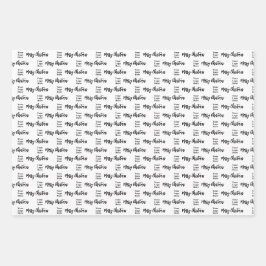 Zakelijke Logo Vrolijk Kerstscript Zwart & Wit Inpakpapier Vel