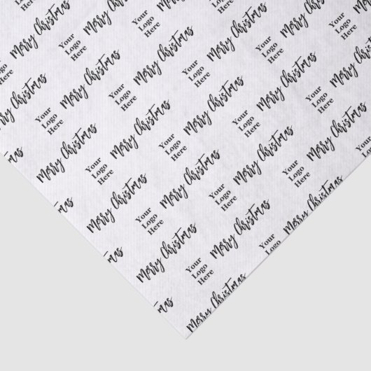 Zakelijke Logo Vrolijk Kerstscript Zwart & Wit Tissuepapier (Detail)