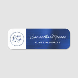 Zakelijke Logo White en Royal Navy Blue Folie Naamplaatje