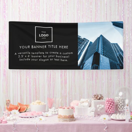 Zakelijke Logo | White minimalist Modern Photo 6" Spandoek (Feest)