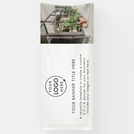 Zakelijke Logo | White minimalist Modern Photo 6" Spandoek (Verticaal)