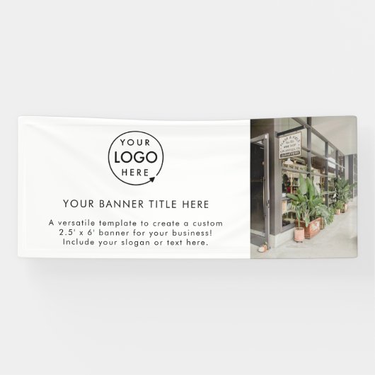 Zakelijke Logo | White minimalist Modern Photo 6" Spandoek (Horizontaal)