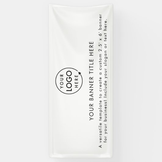 Zakelijke Logo | White minimalist Modern Simple 6" Spandoek (Verticaal)