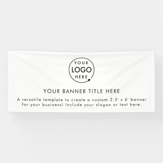 Zakelijke Logo | White minimalist Modern Simple 6" Spandoek (Horizontaal)