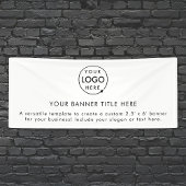 Zakelijke Logo | White minimalist Modern Simple 6" Spandoek