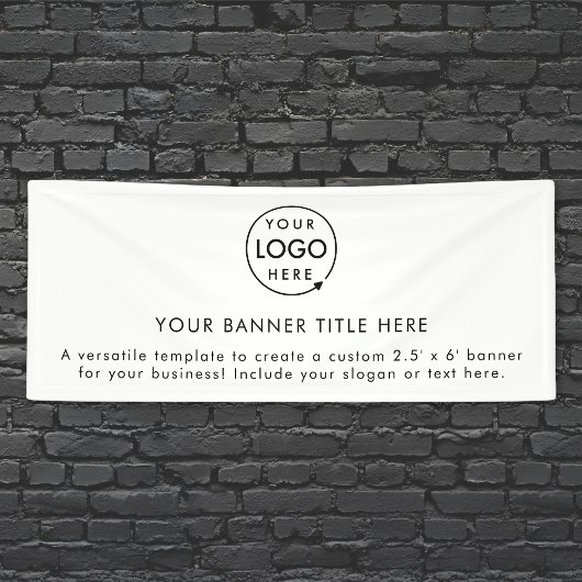 Zakelijke Logo | White minimalist Modern Simple 6" Spandoek