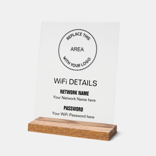 Zakelijke Logo WiFi Details Bedrijfsteken Acryl Bord (Hoek)