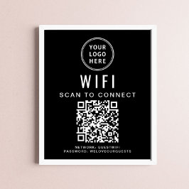 Zakelijke Logo WiFi-netwerk QR-code zwart Poster