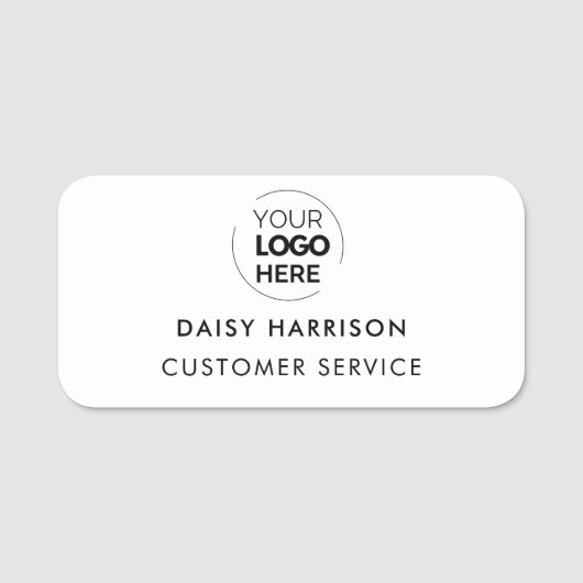 Zakelijke Logo | Wit Modern Medewerker Personeel Naamplaatje (Voorkant)