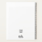 Zakelijke Logo Wit Zwart Modern Monogram Initialen Planner (Achterkant)