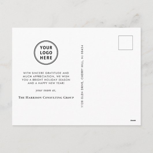 Zakelijke Logo Wreath Corporate Kerstmis Feestdagenkaart (Achterkant)