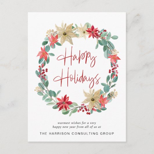 Zakelijke Logo Wreath Corporate Kerstmis Feestdagenkaart (Voorkant)