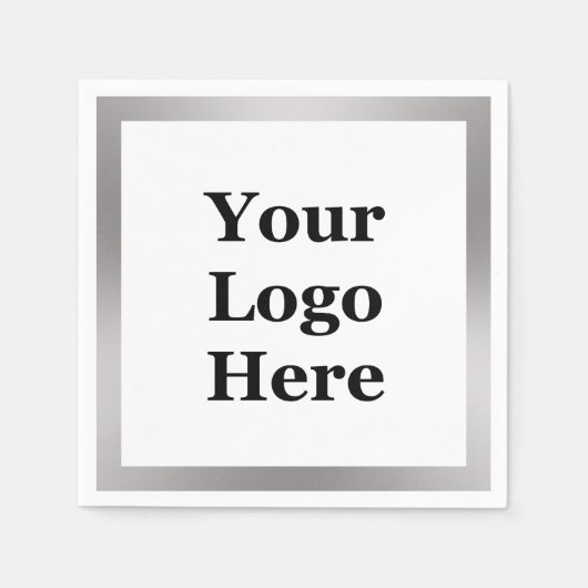 Zakelijke Logo Zilver en Wit Elegante Sjabloon Servet (Voorkant)