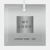 Zakelijke logo zilveren kerst glas ornament (Voorkant)