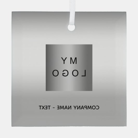 Zakelijke logo zilveren kerst glas ornament (Achterkant)