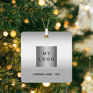 Zakelijke logo zilveren kerst metalen ornament