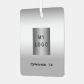 Zakelijke logo zilveren kerst metalen ornament (Voorkant links)