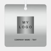 Zakelijke logo zilveren kerst metalen ornament (Achterkant)