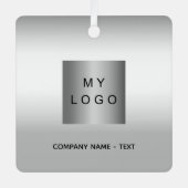 Zakelijke logo zilveren kerst metalen ornament (Voorkant)