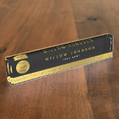 Zakelijke Logo Zwart Goud Classy Executive Gift Naambordje (Zijkant)