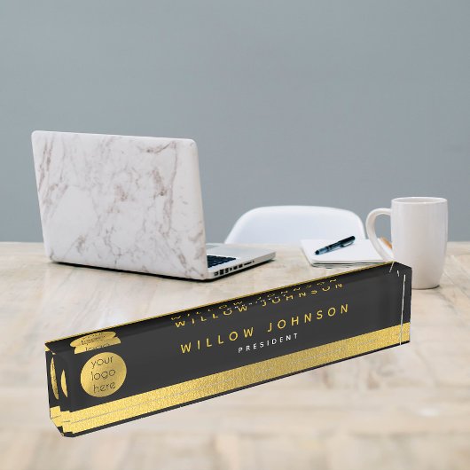 Zakelijke Logo Zwart Goud Classy Executive Gift Naambordje