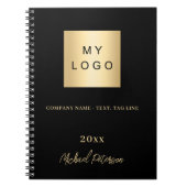 Zakelijke logo zwart gouden naamscript notitieboek (Voorkant)