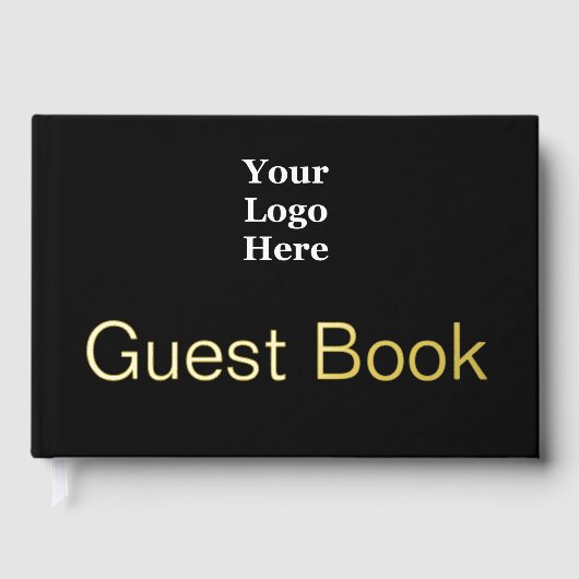 Zakelijke Logo zwart-gouden tekst Gastenboek (Voorkant)