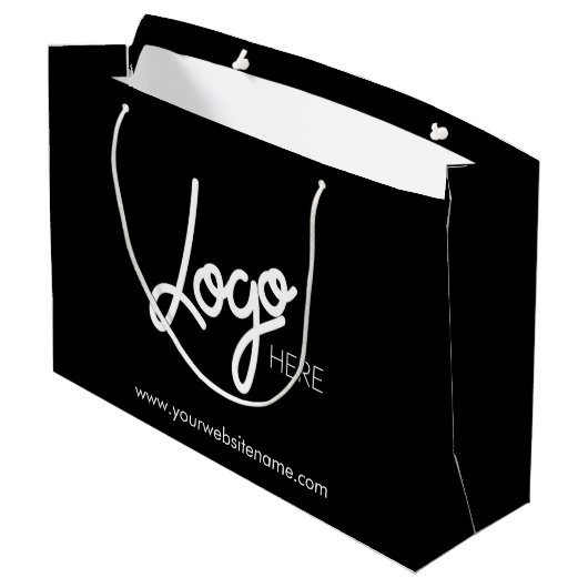 Zakelijke Logo Zwart Grote Gift Bag Groot Cadeauzakje (Achterkant Gekanteld)