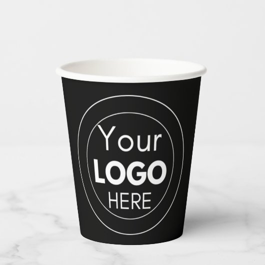 Zakelijke Logo Zwart Stijlvol Modern Professioneel Papieren Bekers (Voorkant)