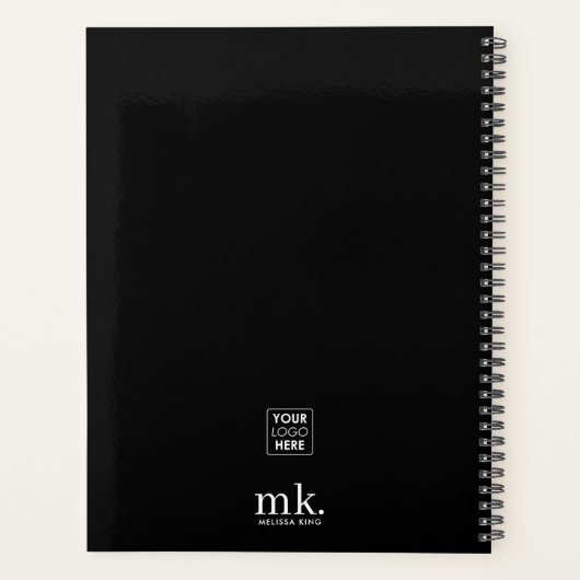 Zakelijke Logo Zwart Wit Modern Monogram Initialen Planner (Achterkant)