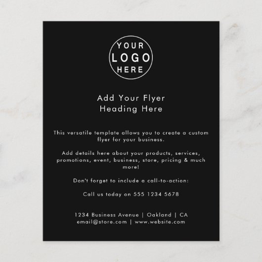 Zakelijke Logo | Zwarte minimalistische reclamebro Flyer (Voorkant)