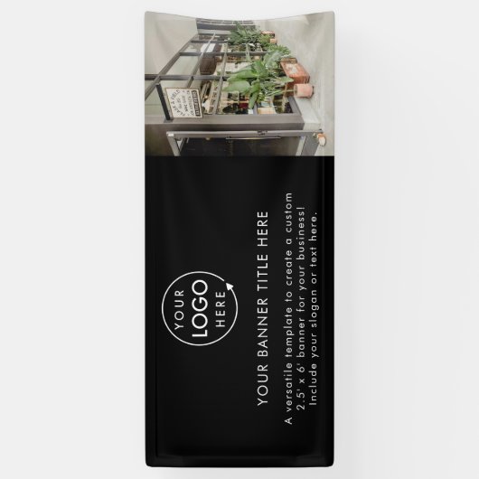 Zakelijke Logo | Zwarte Moderne speciale foto 6' Spandoek (Verticaal)