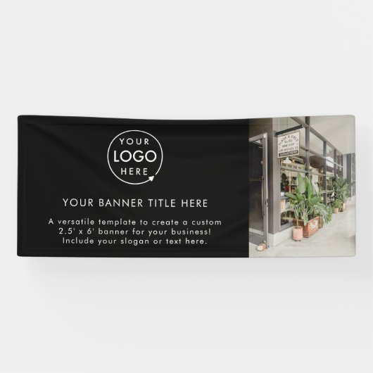 Zakelijke Logo | Zwarte Moderne speciale foto 6' Spandoek (Horizontaal)