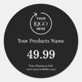 Zakelijke Logo | Zwarte prijs Label sticker (Voorkant)