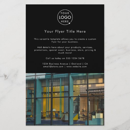 Zakelijke Logo | Zwarte stijlvolle moderne foto Flyer (Achterkant)