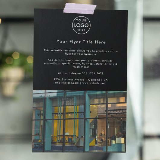 Zakelijke Logo | Zwarte stijlvolle moderne foto Flyer