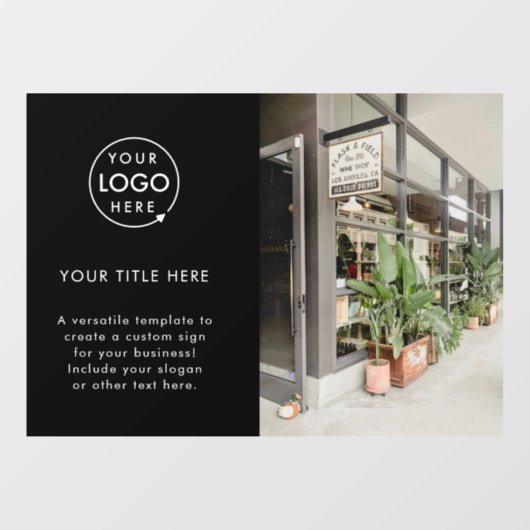 Zakelijke Logo | Zwarte stijlvolle speciale foto Raamsticker (Vel)