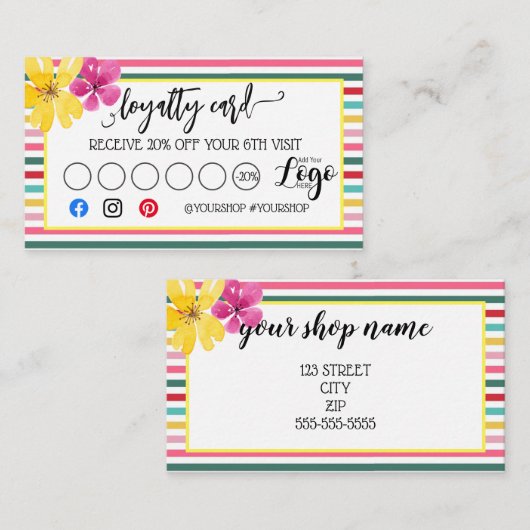 Zakelijke loyaliteitskaart marketing discount craf aanbevelingskaartje (Voorkant / Achterkant)