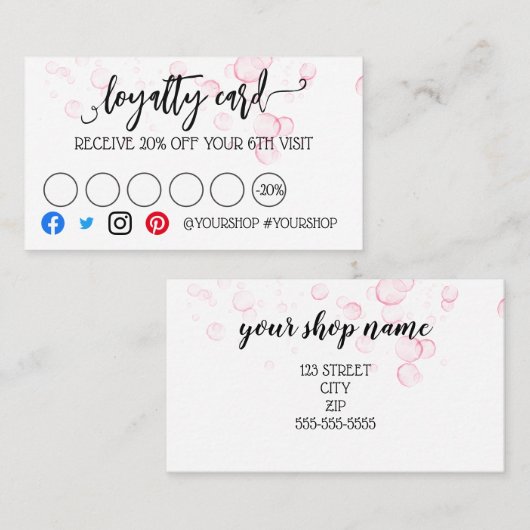 Zakelijke loyaliteitskaartmarketingkorting schoonh aanbevelingskaartje (Voorkant / Achterkant)